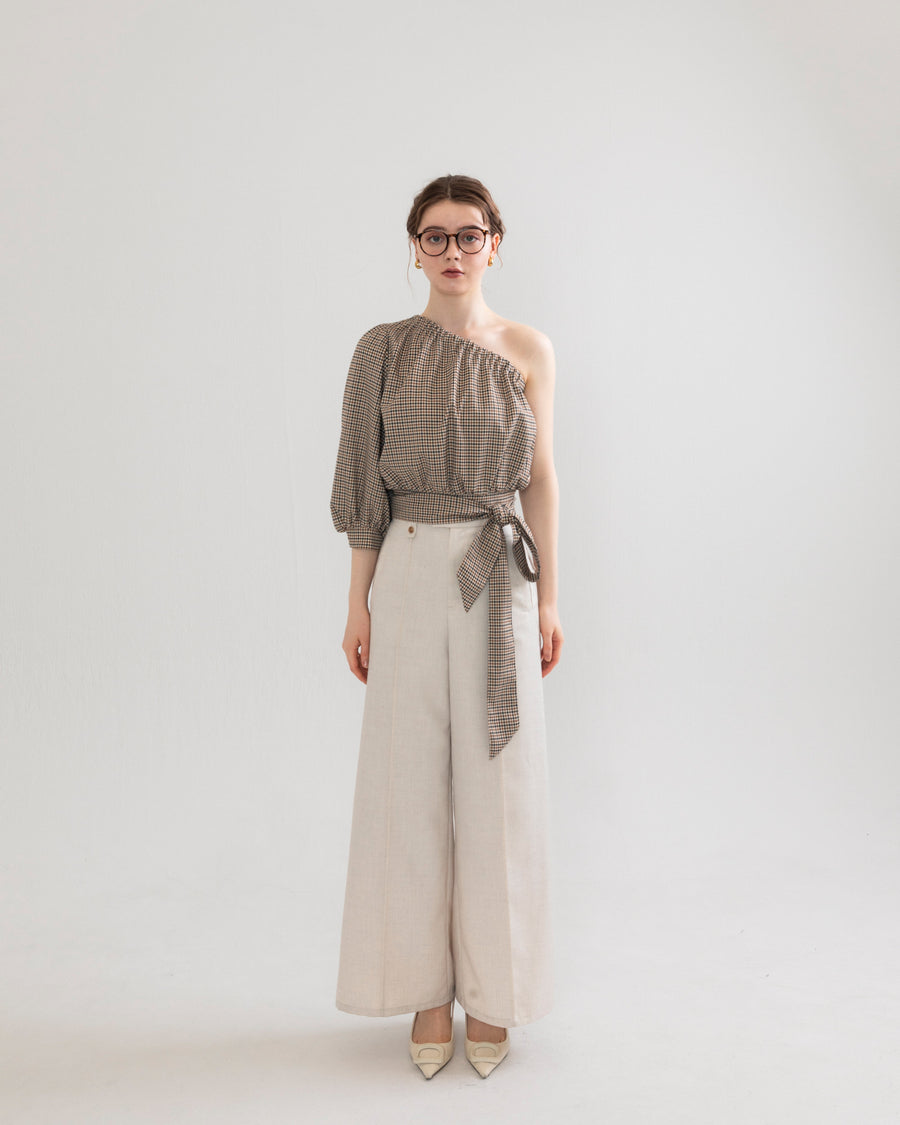 one shoulder long sleeve blouse