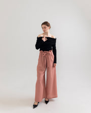 gather ribbon wide pants
