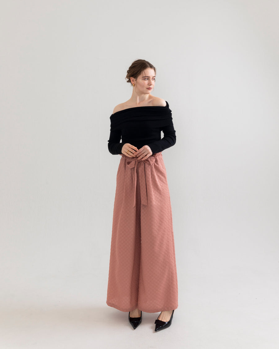gather ribbon wide pants