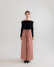 gather ribbon wide pants