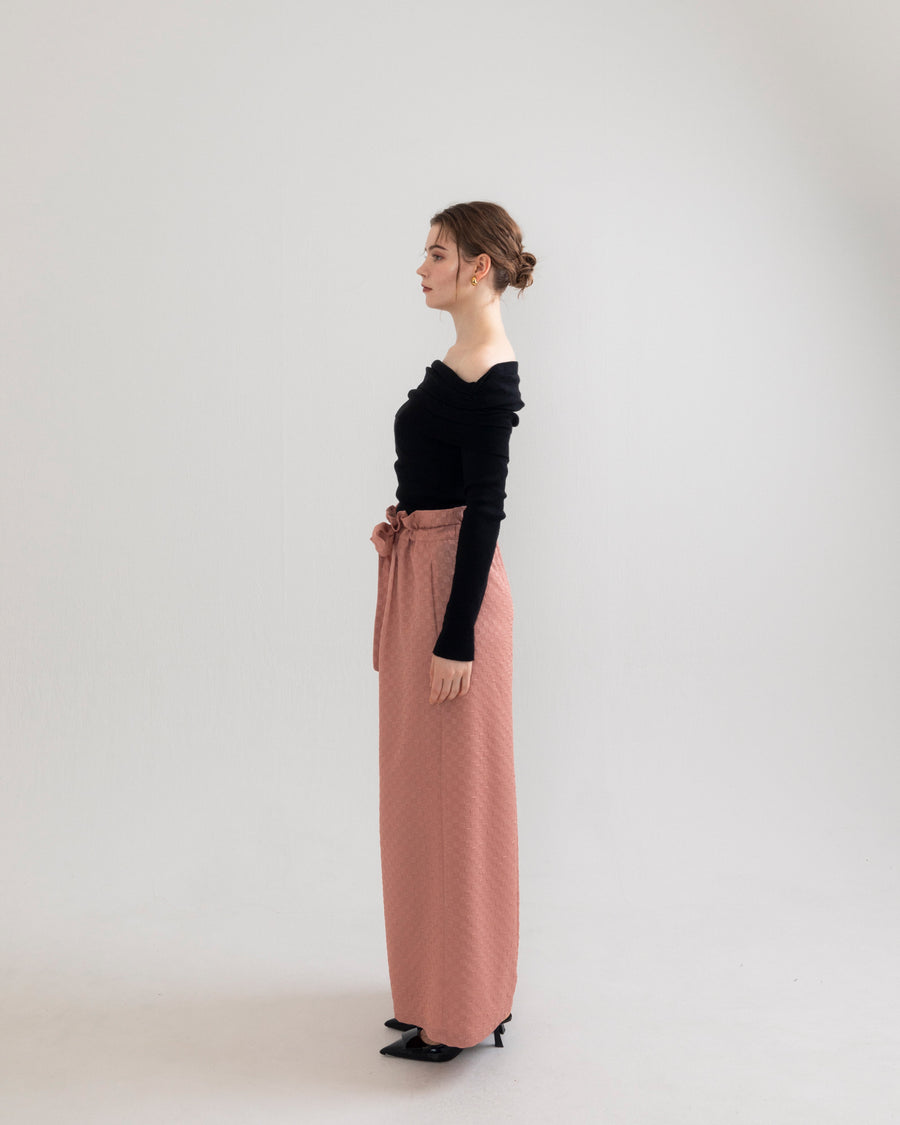 gather ribbon wide pants