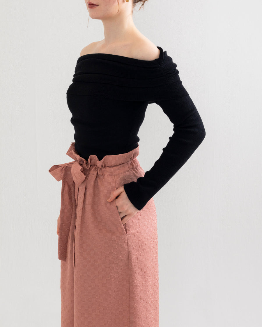 gather ribbon wide pants