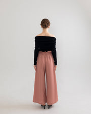 gather ribbon wide pants