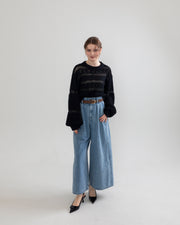 sequin border cable knit