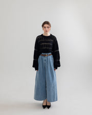 sequin border cable knit