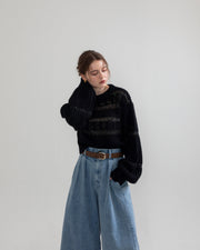 sequin border cable knit