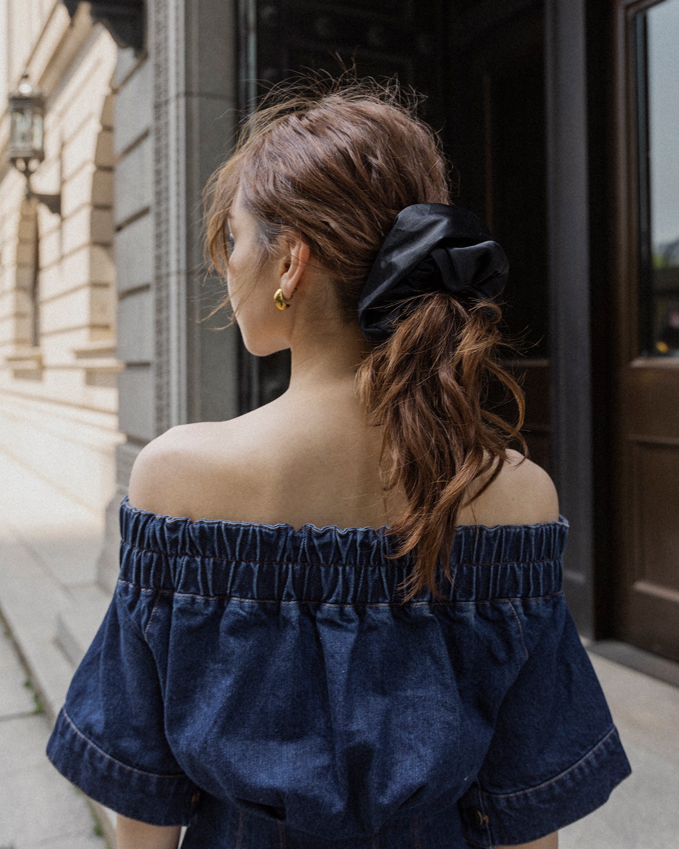 Off shoulder peplum denim tops – RANCLIC
