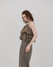 Summer tweed tuck pants
