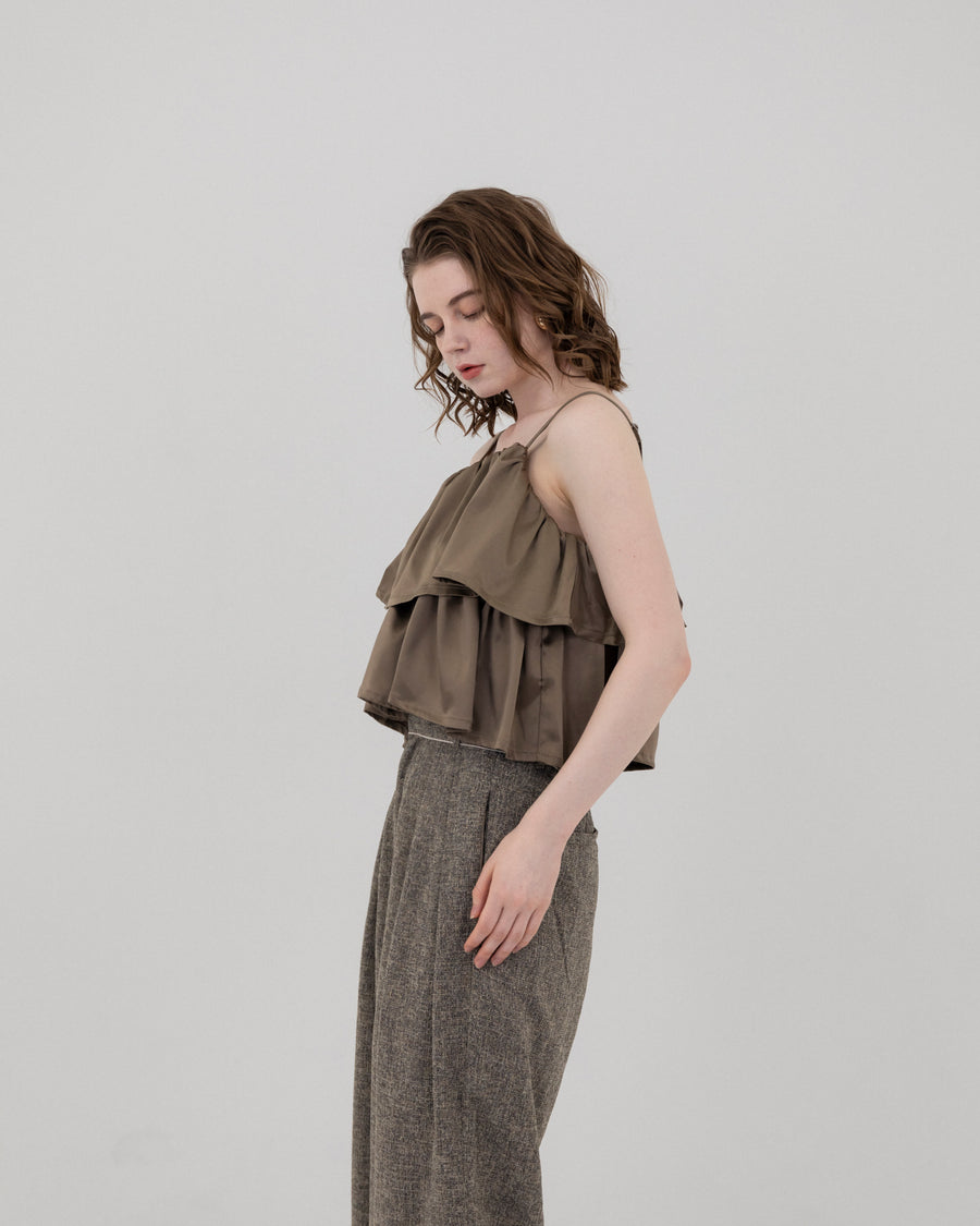 Summer tweed tuck pants