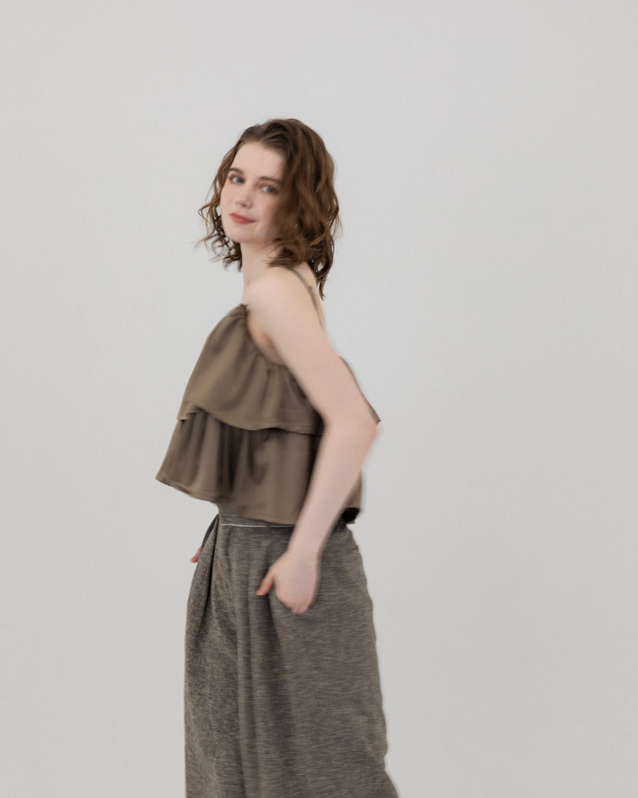 Satin frill camisole