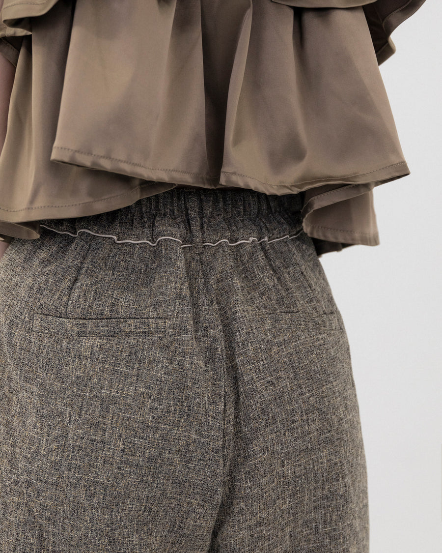 Summer tweed tuck pants