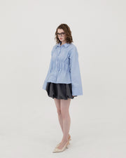 Shirring wide sleeve shirt