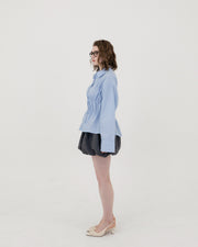 Shirring wide sleeve shirt