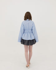 Shirring wide sleeve shirt