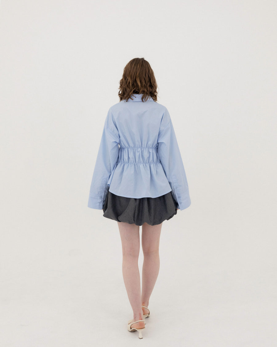 Shirring wide sleeve shirt