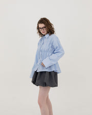 Shirring wide sleeve shirt
