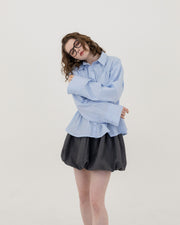 Shirring wide sleeve shirt