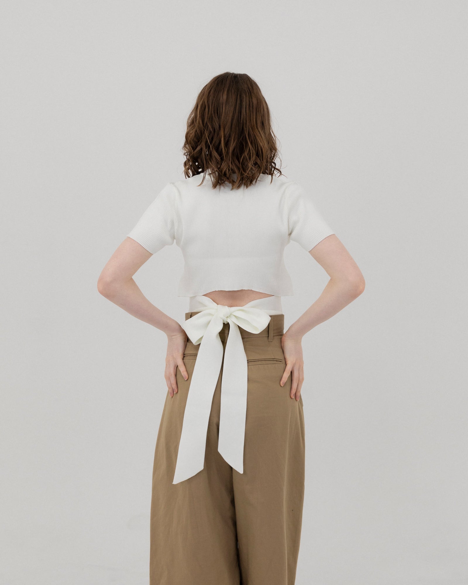 トップス RANCLIC Back ribbon ribbed summer top Back ribbon ribbed summer top – RANCLIC