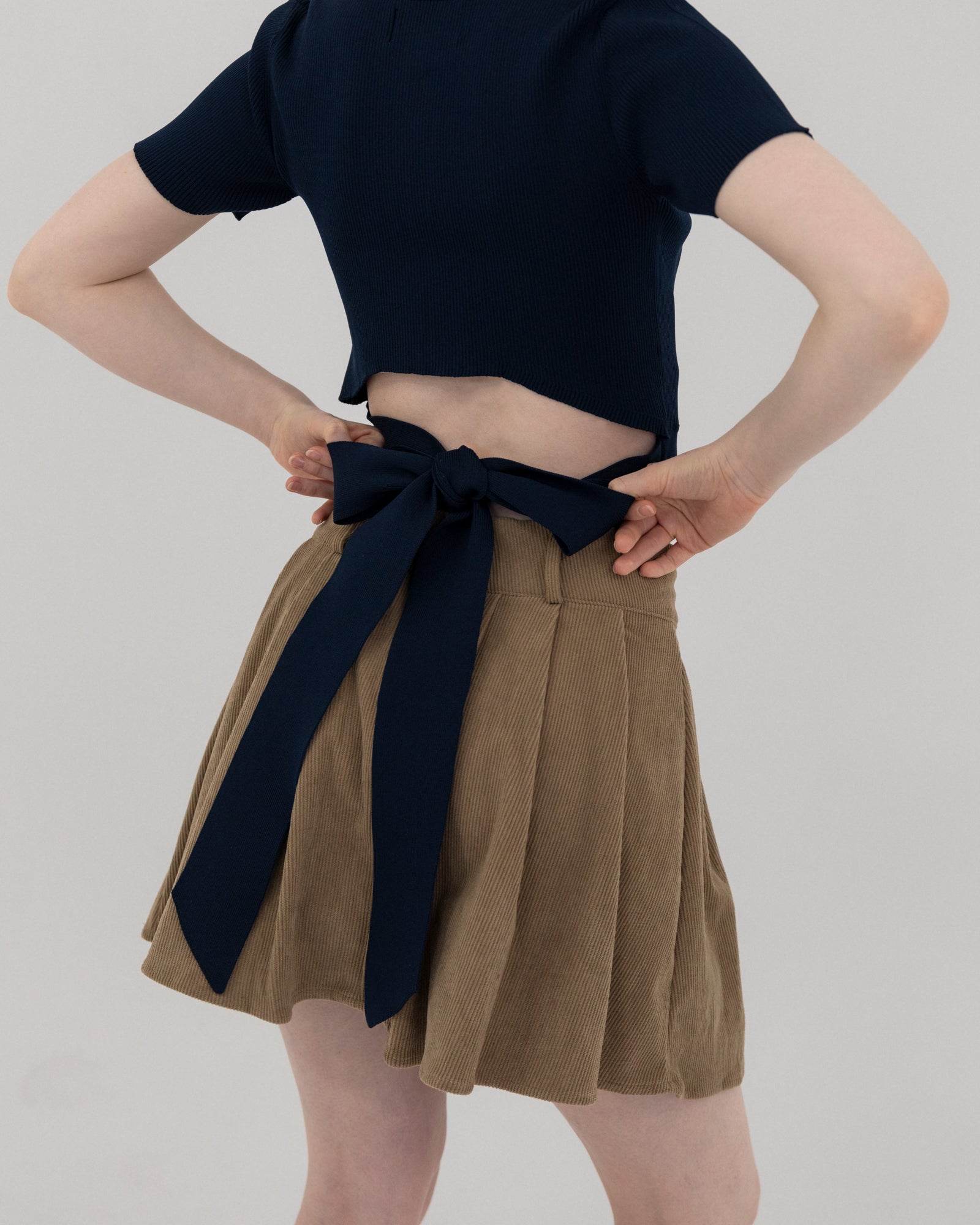 トップス RANCLIC Back ribbon ribbed summer top Back ribbon