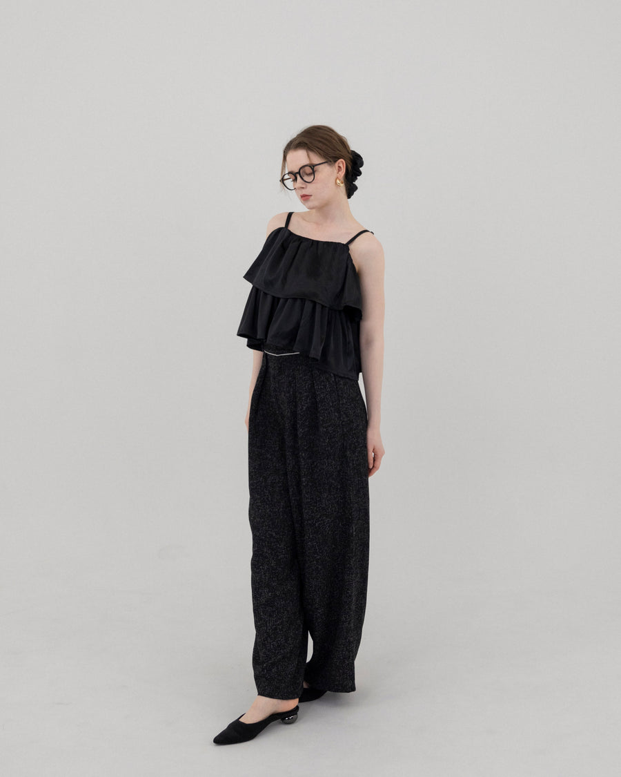 Summer tweed tuck pants