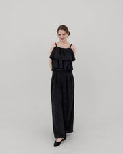 Summer tweed tuck pants