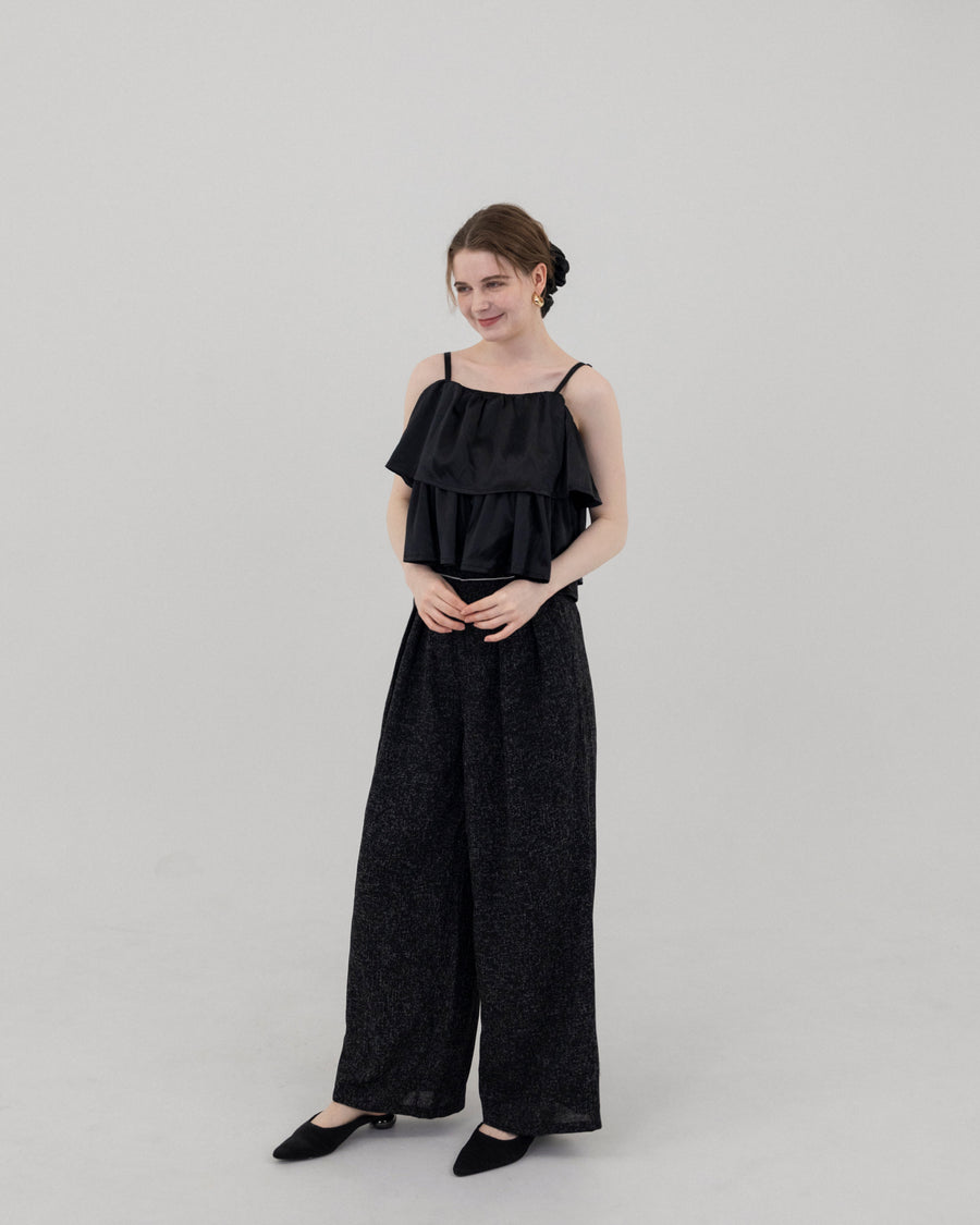 Summer tweed tuck pants