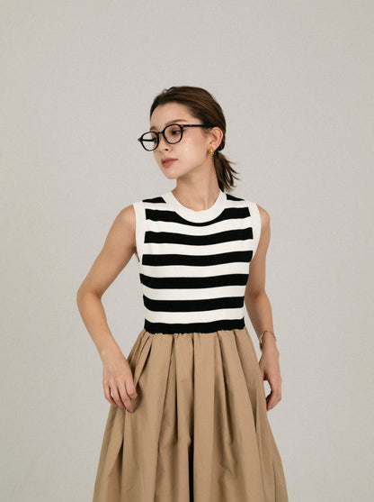 striped sleeveless dress