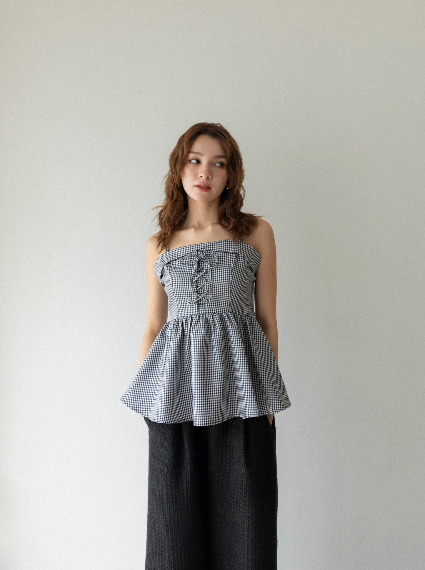 【Set】lace up camisole