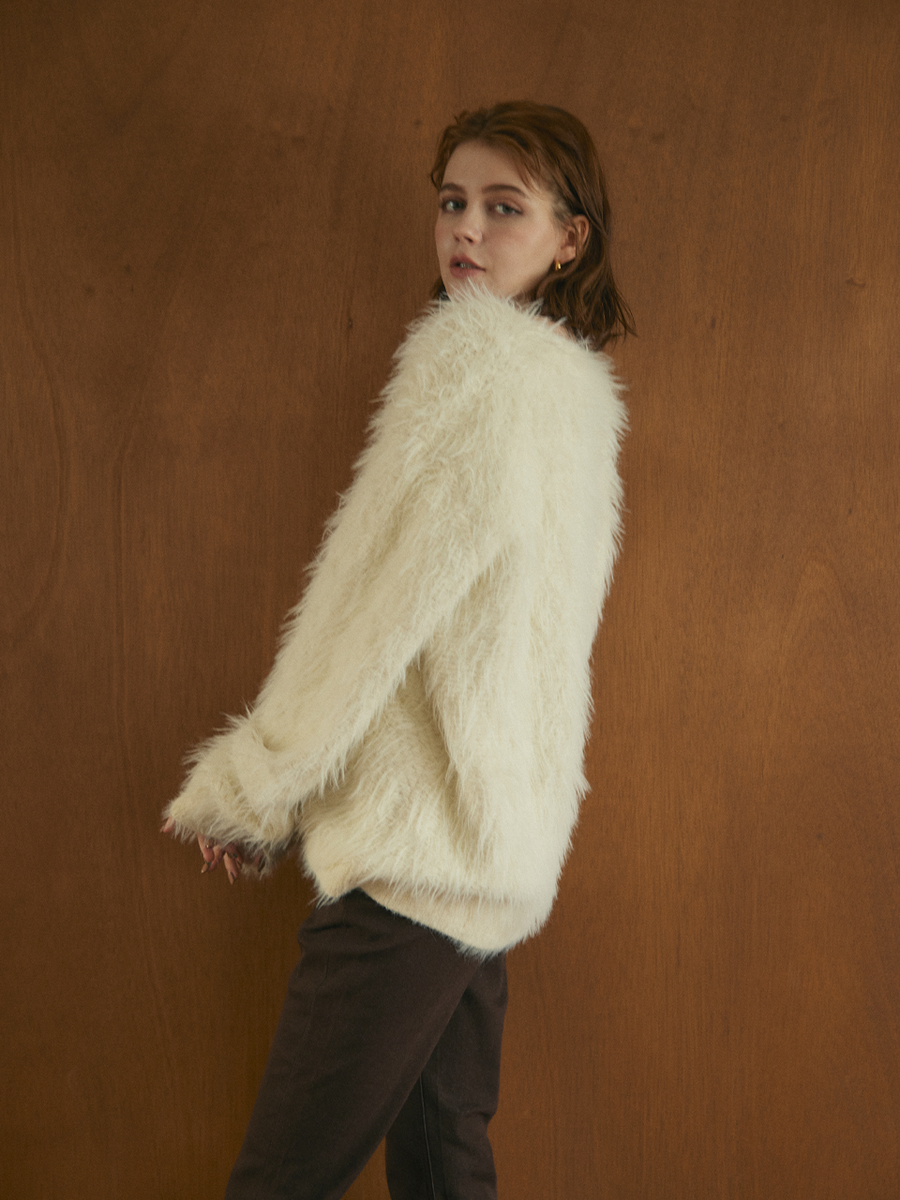 Cozy shaggy knit cardigan