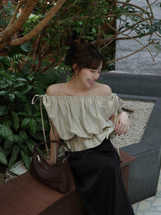 【8/6 OPEN】Crinkle gather ribbon blouse