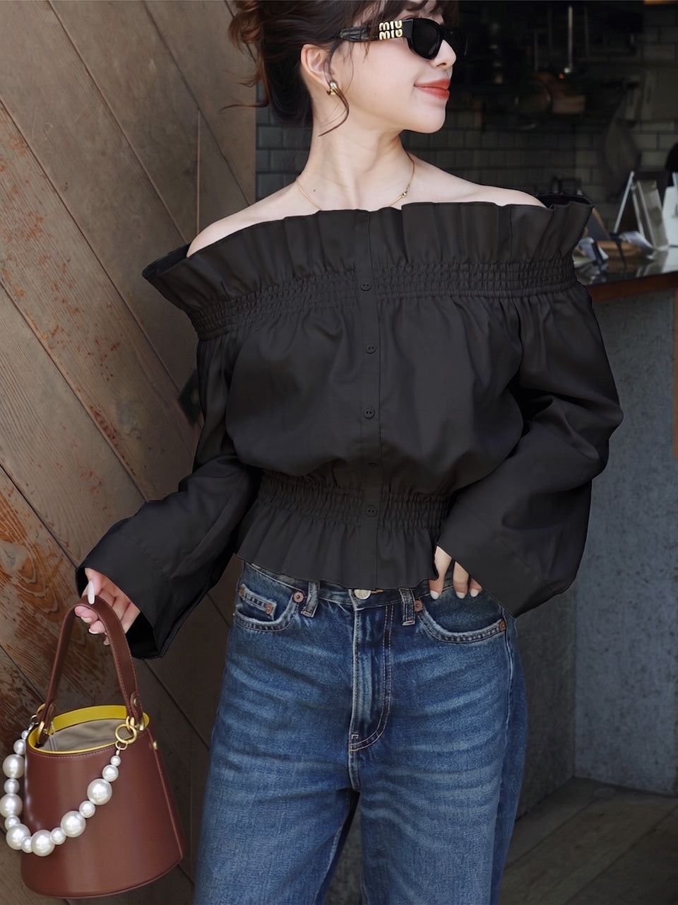 Bell sleeve off shoulder blouse