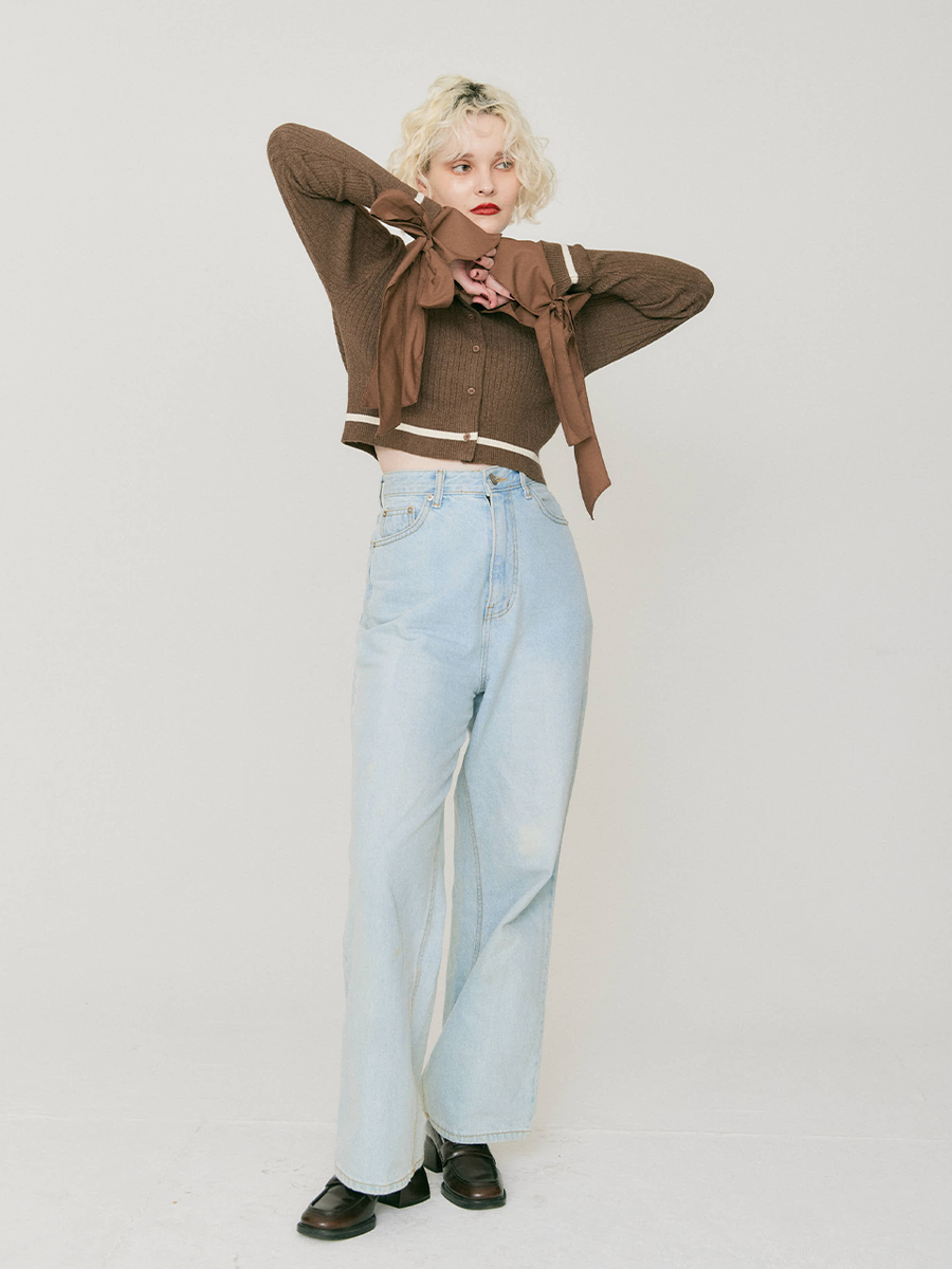 【予約販売】Ribbon tie cropped cardigan