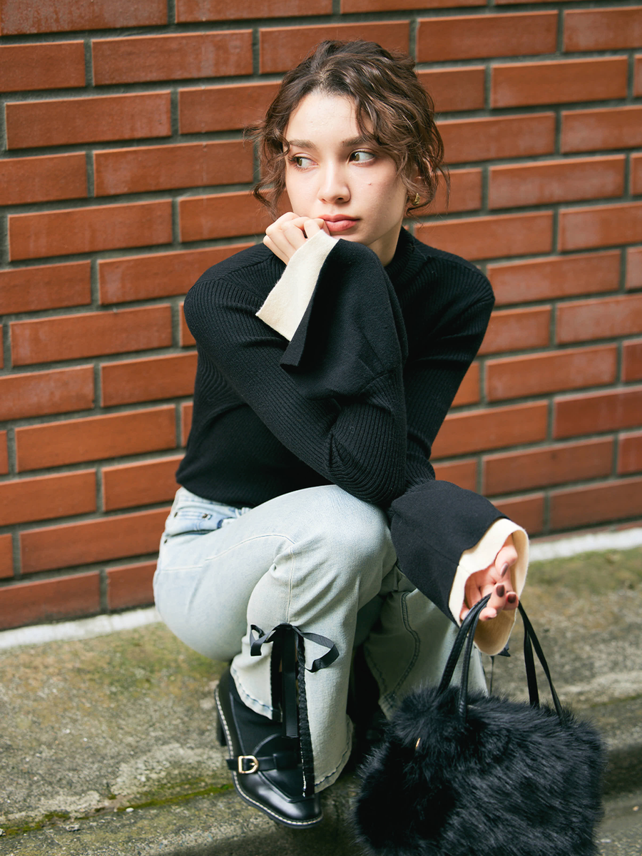 【RESTOCK】Bicolor layered flare knit tops