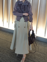 【9/10 OPEN】Slit cargo trench skirt