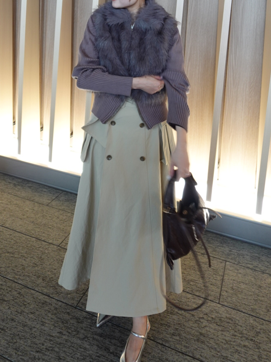 【9/10 OPEN】Slit cargo trench skirt