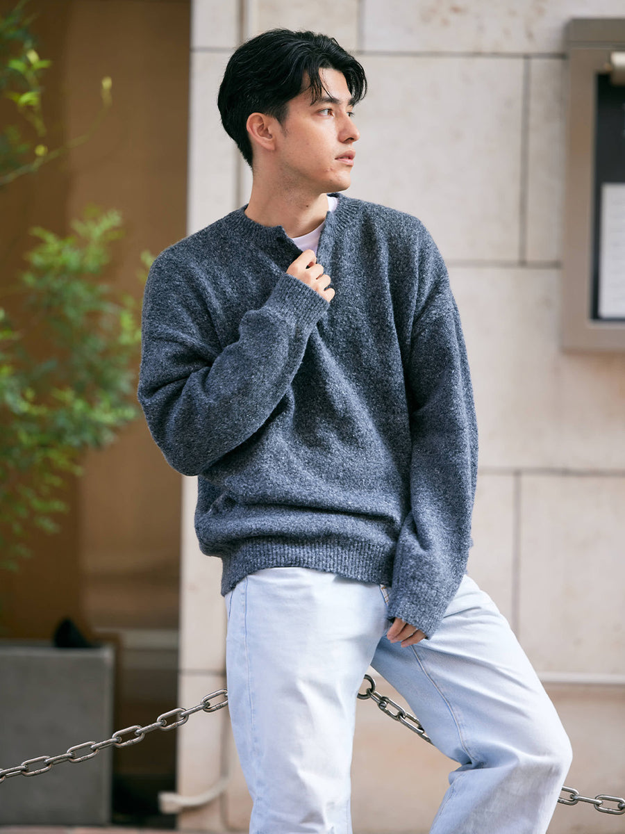 【12/18 OPEN】Unisex henley mochi knit
