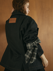 【10/8 OPEN】Check ribbon denim jacket