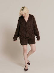 Cozy shaggy knit cardigan
