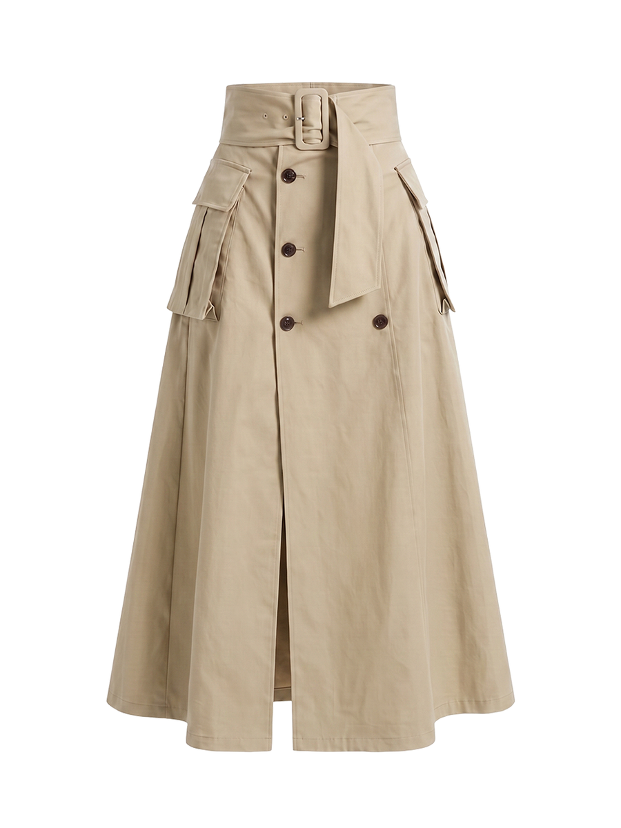 【9/10 OPEN】Slit cargo trench skirt