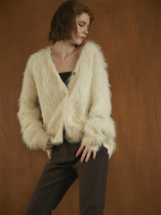 Cozy shaggy knit cardigan