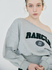 【2/12 OPEN】Off shoulder flocked logo sweat