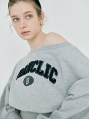 【2/12 OPEN】Off shoulder flocked logo sweat