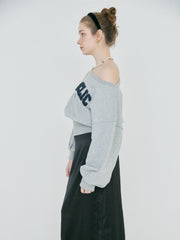 【2/12 OPEN】Off shoulder flocked logo sweat