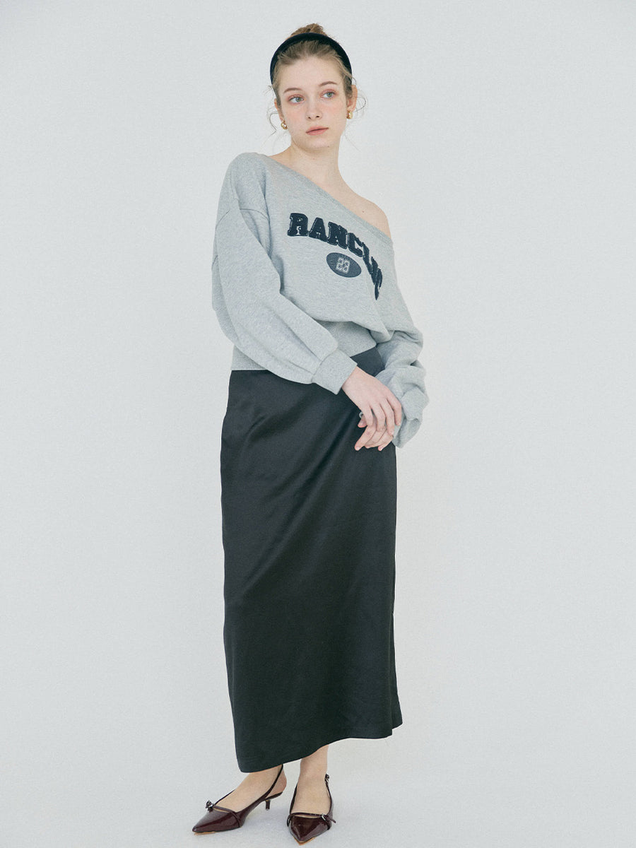 【2/12 OPEN】Off shoulder flocked logo sweat