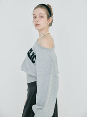 【2/12 OPEN】Off shoulder flocked logo sweat