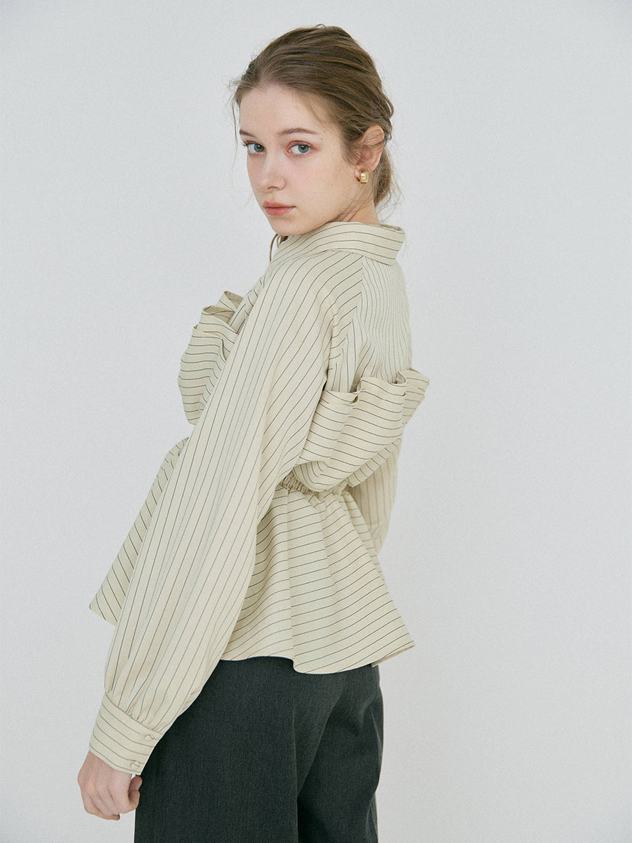 【2/12 OPEN】Shell ruffle peplum blouse