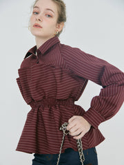 【2/12 OPEN】Shell ruffle peplum blouse