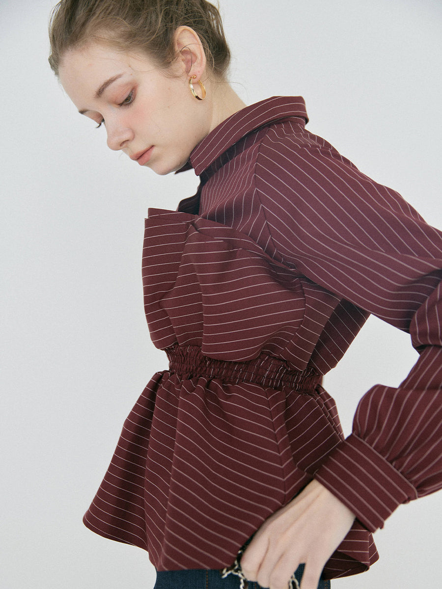 【2/12 OPEN】Shell ruffle peplum blouse