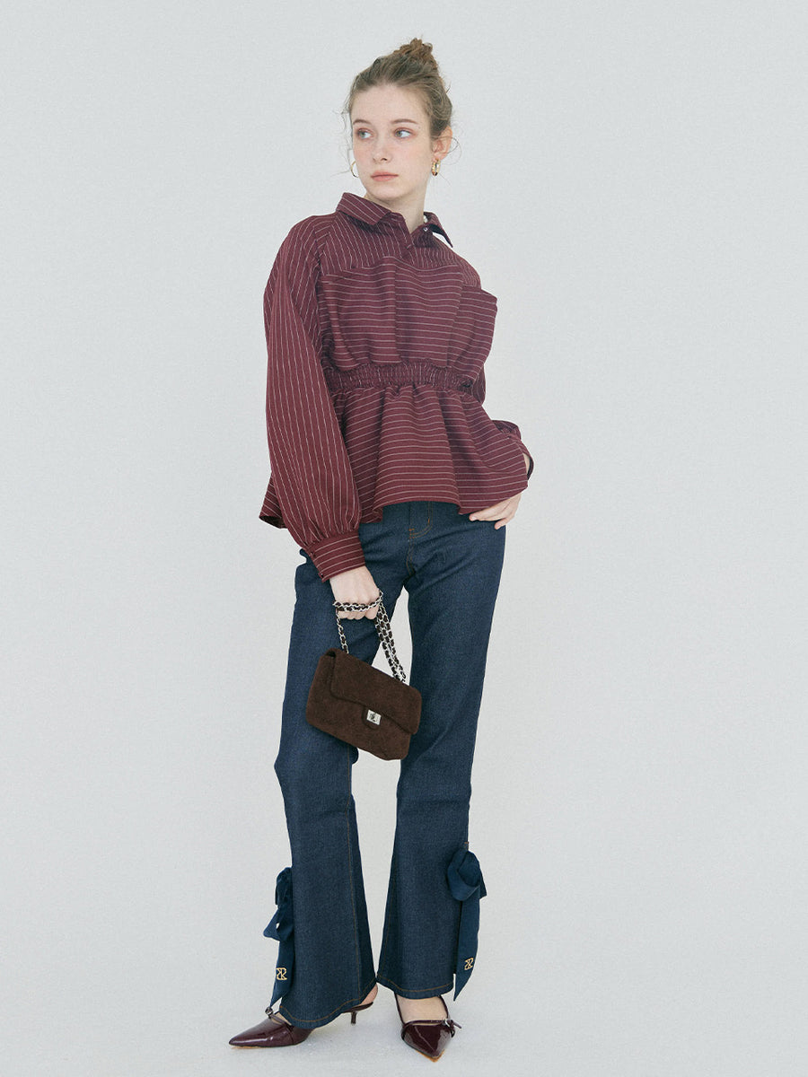 【2/12 OPEN】Shell ruffle peplum blouse