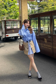 Shirring wide sleeve shirt